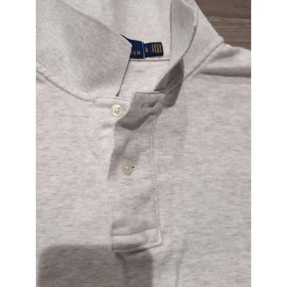POLO RALPH LAUREN MEN's  SIZE L  LIGHT HEATHER POLO SHIRT W/PONY LOGO  EUC